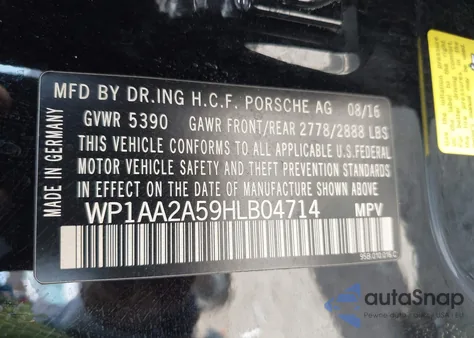 2017 Porsche Macan из США, поврежденный, VIN WP1AA2A59HLB04714